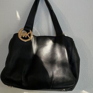 Michael Kors Black Shoulder Bag with Gold Accent